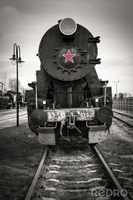 Papier peint  Train à vapeur d'époque noir