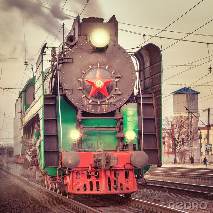 Papier peint  Train à vapeur style rétro