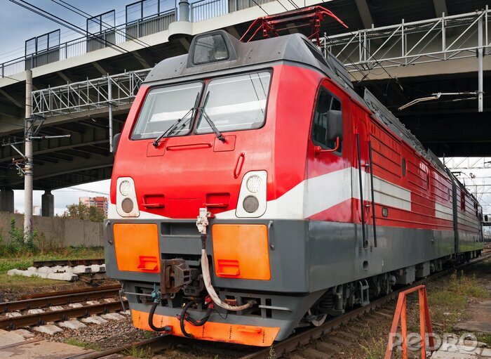 Papier peint  Train coloré sous le viaduc