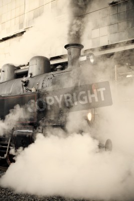 Papier peint  Train dans un nuage de vapeur