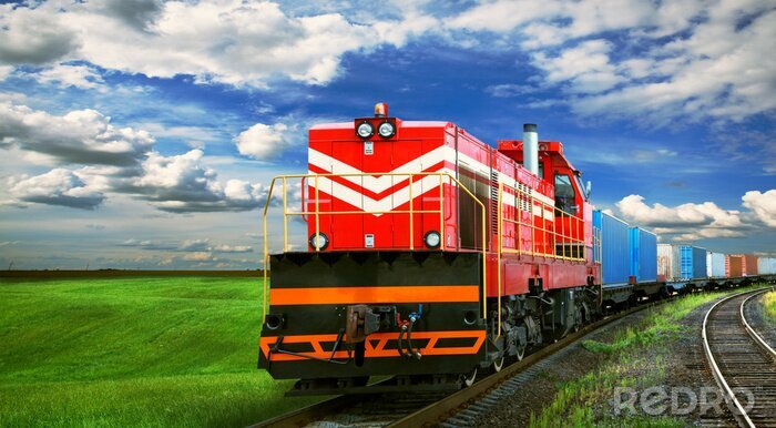 Papier peint  Train de marchandises dans un pré