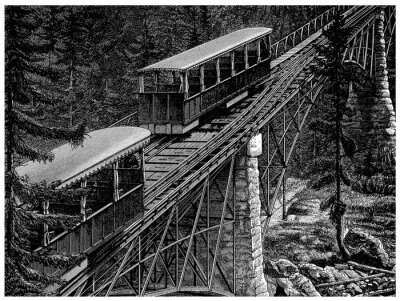 Papier peint  Train de montagne - Mountain Railway 2 - 19e siècle