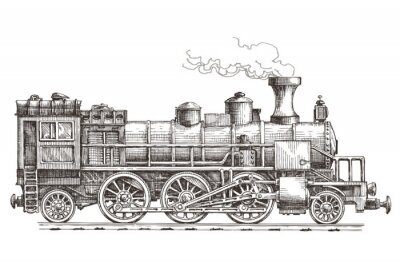 Papier peint  Train locomotive croquis