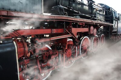 Papier peint  Train locomotive nuages de la vapeur