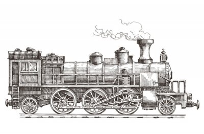 Papier peint  Train locomotive style croquis