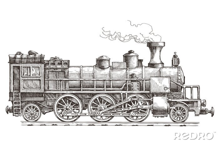 Papier peint  Train locomotive style croquis