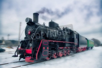 Papier peint  Train noir en hiver