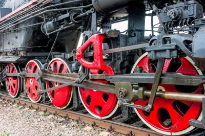 Papier peint  Train rétro avec des roues rouges