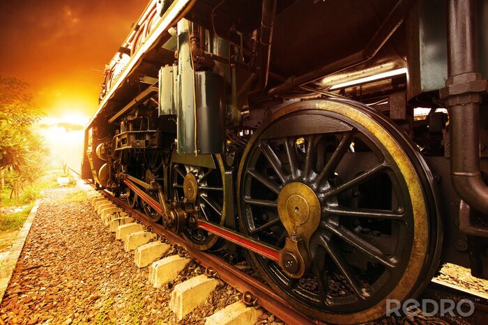 Papier peint  Train rétro lumière du soleil