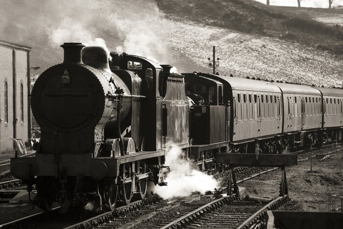 Papier peint  Train rétro noir effet 3D