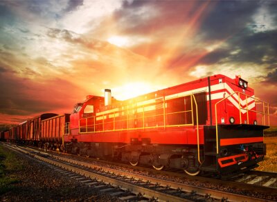 Papier peint  Trains et locomotives coucher de soleil