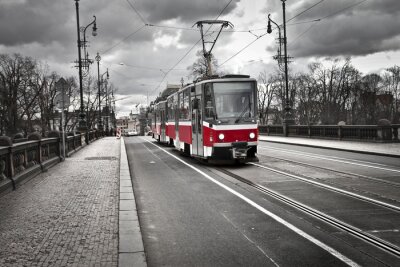 Papier peint  tram dans la ville de Prague