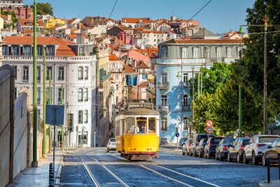 Papier peint  Tramway jaune à Lisbonne