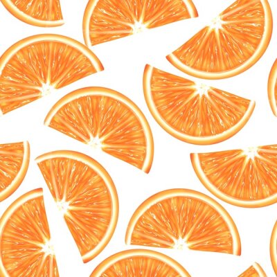 Papier peint  Tranches d'orange coupées sur fond blanc