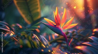 Papier peint  Tranquil Refuge: Nestled amidst the foliage, the Strelitzia flower offers a tranquil refuge, a sanctuary of calm in a hectic world.