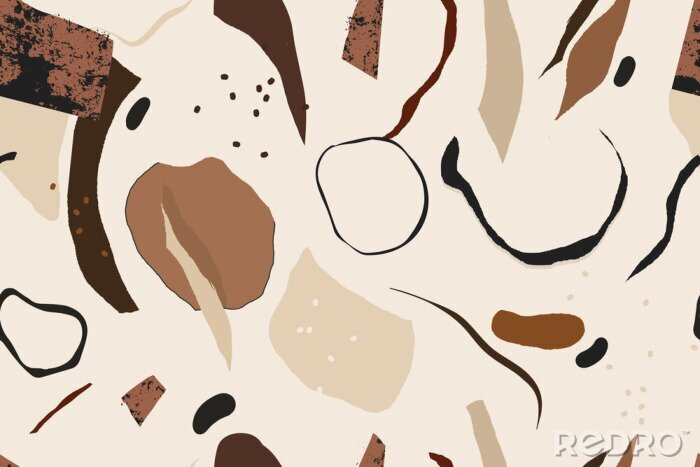 Papier peint  Trendy artistic illustration pattern. Creative collage with shapes. Seamless pattern. Fashionable template for design.