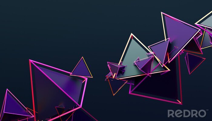 Papier peint  triangles 3d aux couleurs fluo