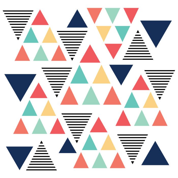 Papier peint  Triangles en couleur sur fond blanc