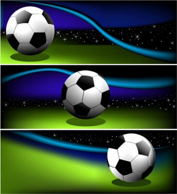Papier peint  Trois ballons de football décoratifs