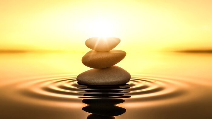 Papier peint  Trois pierres dans l'eau