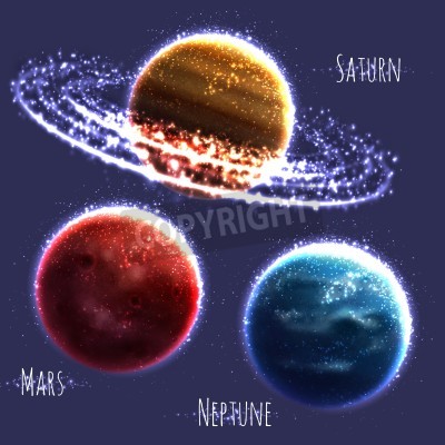 Papier peint  Trois planètes du système solaire