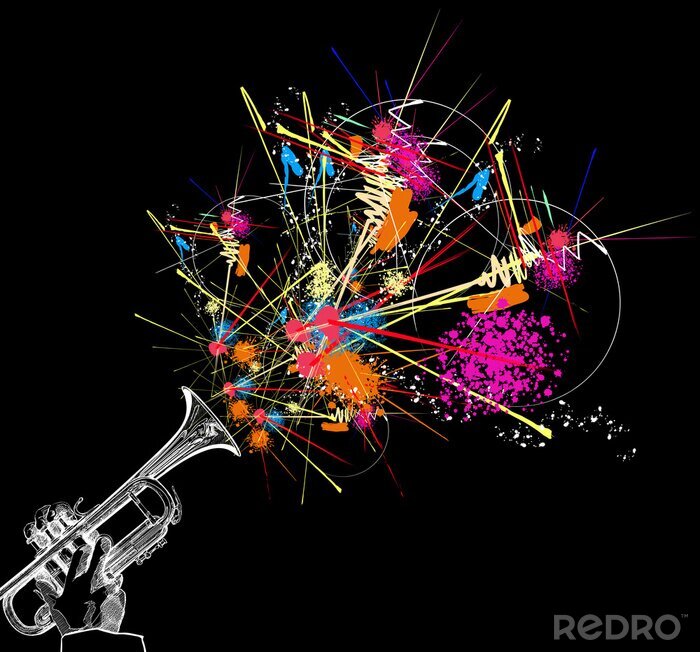 Papier peint  trompette avec une décoration abstraite colorée