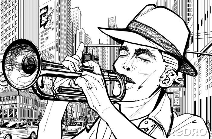 Papier peint  trompettiste new-york