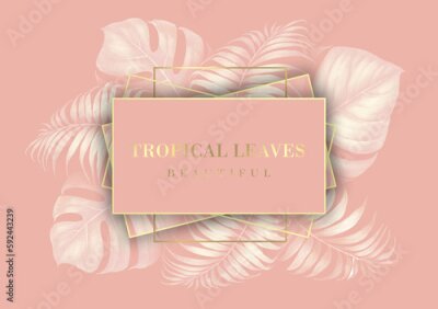 Papier peint  Tropical background with hibiscus and strelitzia