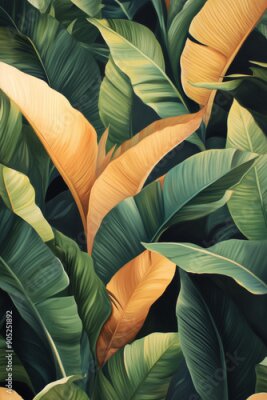 Papier peint  Tropical Background with Strelitzia Leaves Wallpaper Design
