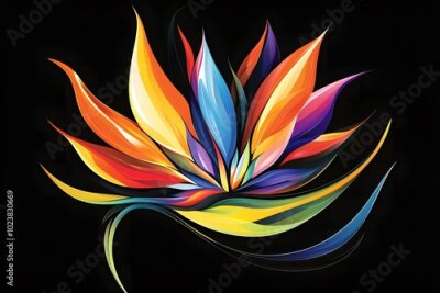 Papier peint  Tropical bright flowers, paradise flower, strelitzia on an isolated white background, watercolor illustration, botanical painting, jungle design