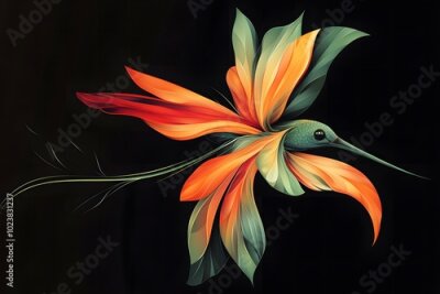 Papier peint  Tropical bright flowers, paradise flower, strelitzia on an isolated white background, watercolor illustration, botanical painting, jungle design