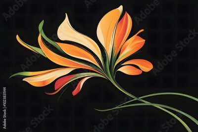 Papier peint  Tropical bright flowers, paradise flower, strelitzia on an isolated white background, watercolor illustration, botanical painting, jungle design