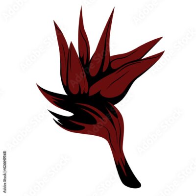 Papier peint  Tropical flower icon of Strelitzia reginae  on white background. Vector floral background. Paradise nature. Single bird of paradise, For decoration design. isolated element.