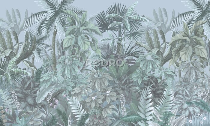 Papier peint  Tropical forest, jungle, blue