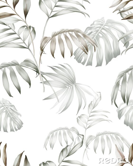 Papier peint  Tropical leaves seamless pattern. Exotic jungle wallpaper.