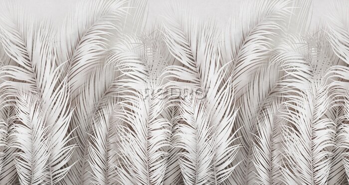 Papier peint  Tropical palm leafs on grunge background. 
