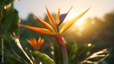 Papier peint  tropical plant strelitzia, generative ai