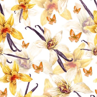 Tropical, seamless, aquarelle, floral, modèle