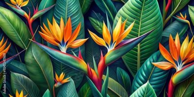 Papier peint  Tropical Wallpapers with Strelitzia Bird of Paradise for Computer Screens, Tablets, Clothing Prints, Advertising Banners, and Social Media Covers