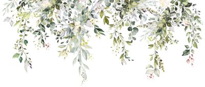 Papier peint  Tropical watercolor herbal branch with leaves . Card with nature