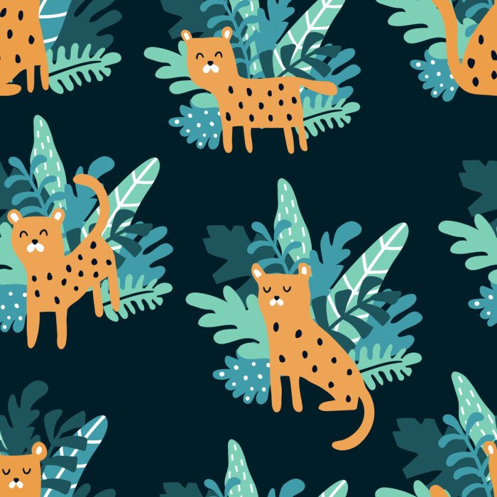 Papier peint  Tropiques avec un animal pour les enfants