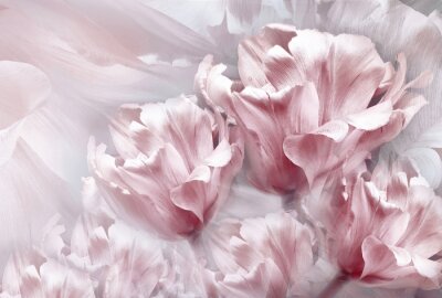 Papier peint  Tulipes roses sur fond clair