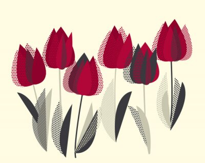 Tulipes rouges aux feuilles noires