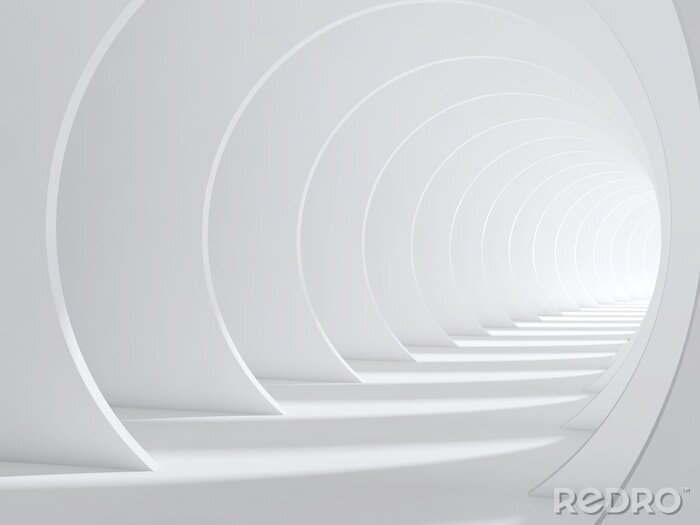 Papier peint  Tunnel 3d abstrait blanc plié