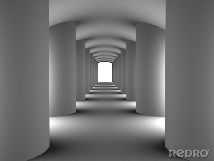 Papier peint  Tunnel 3d avec colonnes blanches