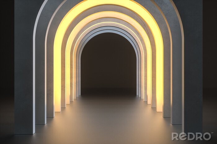 Papier peint  Tunnel 3d avec de la lumière