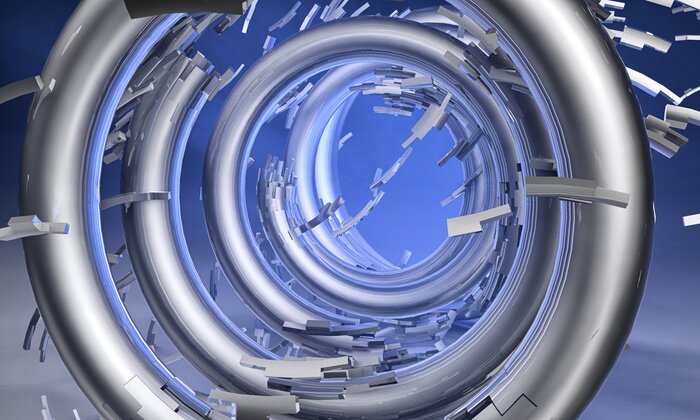 Papier peint  Tunnel 3D avec des cerceaux grises