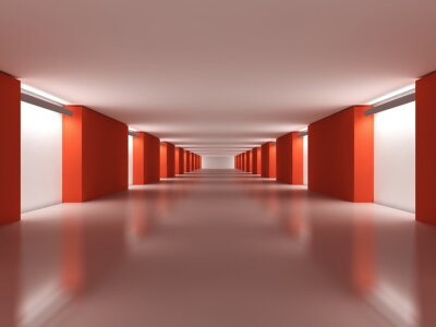 Papier peint  Tunnel 3D avec des murs rouges
