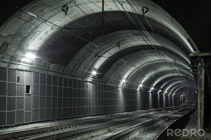 Papier peint  Tunnel 3D avec des voies ferrées