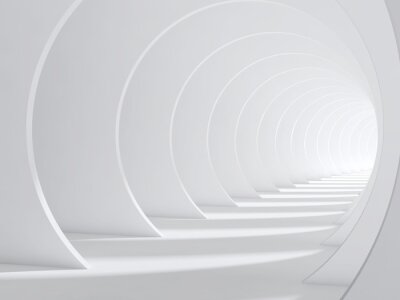 Papier peint  Tunnel 3D blanc en style abstrait